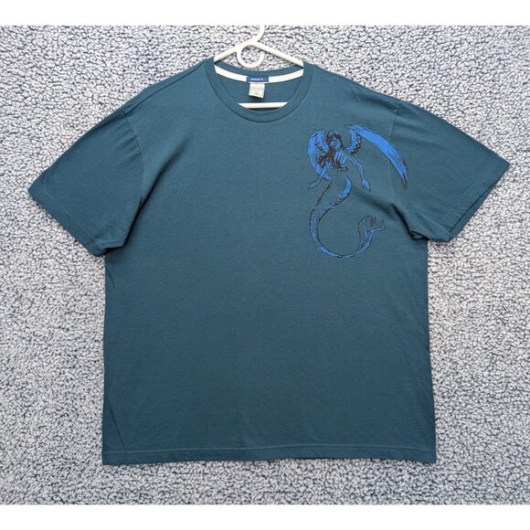 Y2K Old Navy Shirt Mens XL Mermaid Graphic Relaxed Fit Skater Grunge VTG Blue - Picture 1 of 11